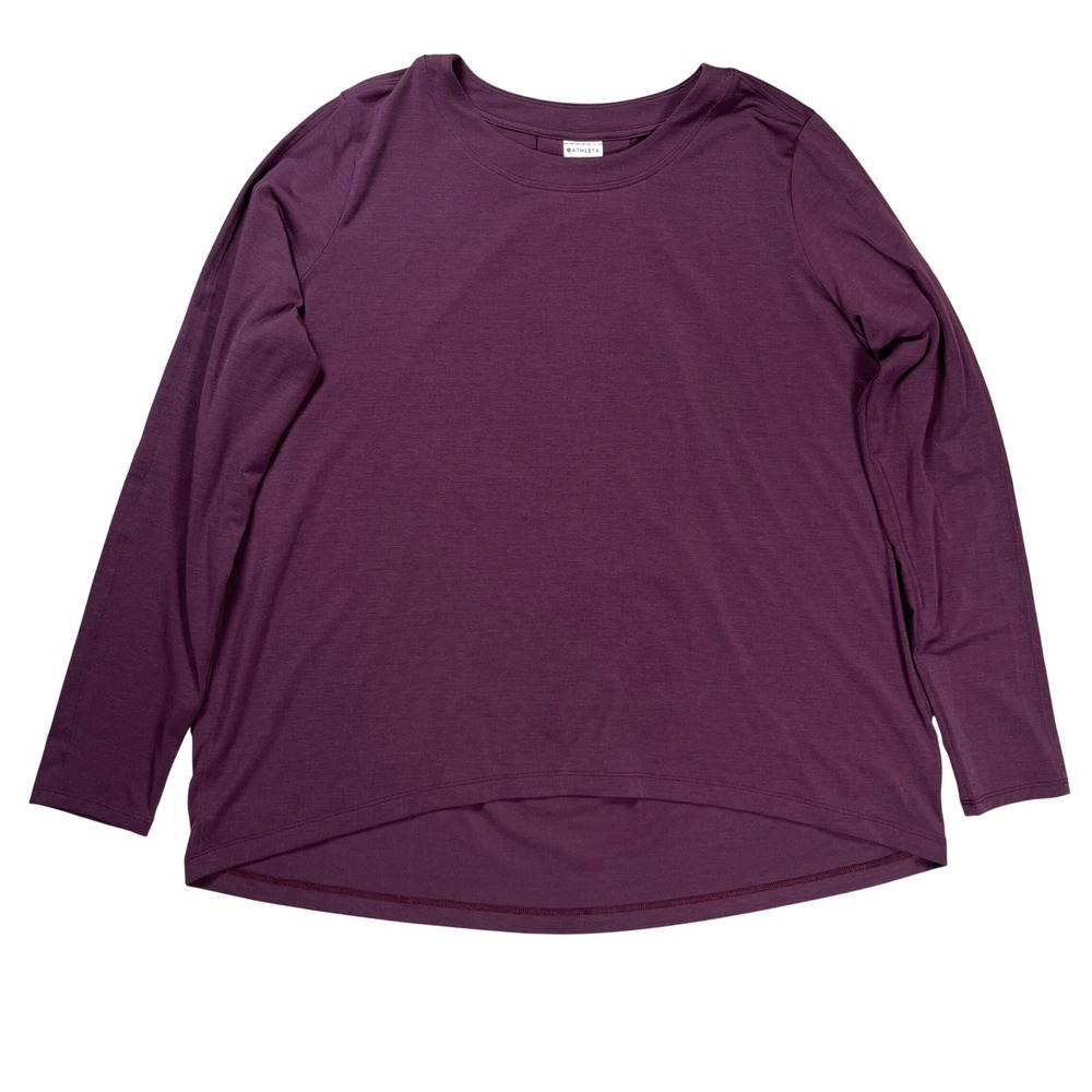 Athleta Long Sleeve Top Women Small Purple High-Low Back Pleat Casual
Athletic